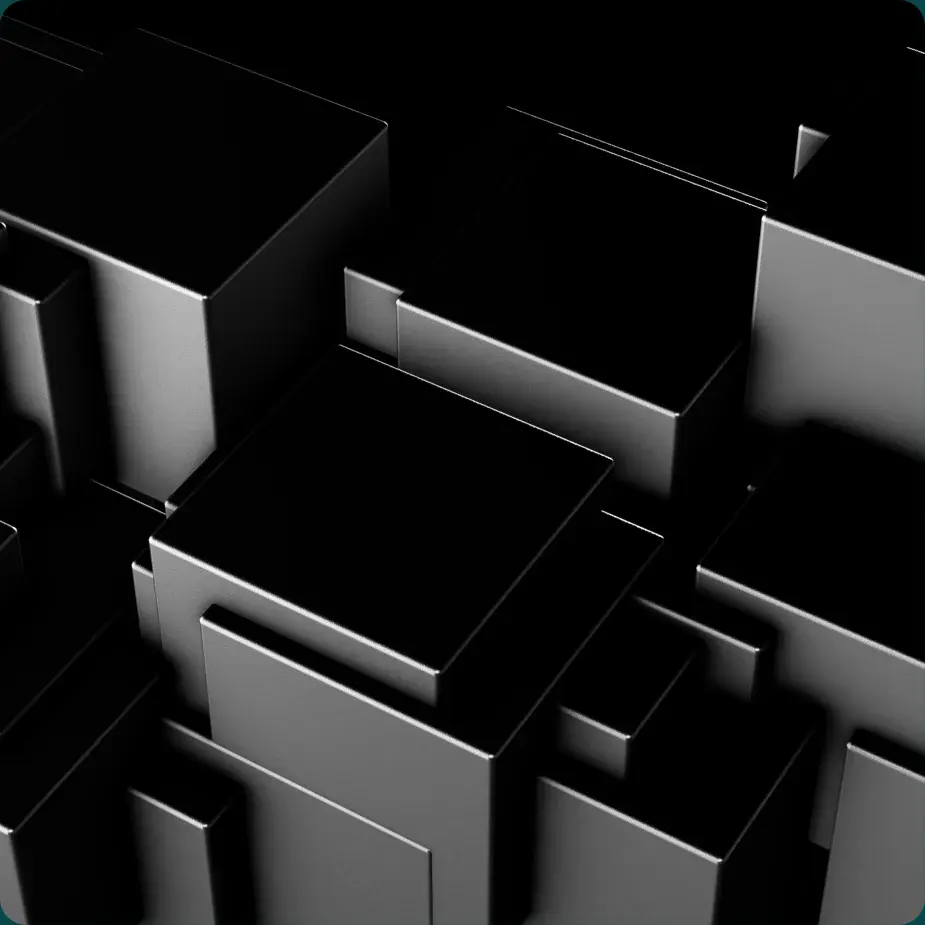 Stacked black cubes, rendered in 3D